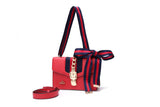 Andrya Shoulder bag with Top Handle; Red, Black, White