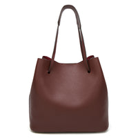 Andrya Tote Shoulder Bag with top handle and additional small bag; Blue & Burgundy