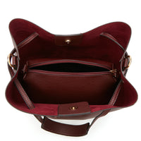 Andrya Tote Shoulder Bag with top handle and additional small bag; Blue & Burgundy