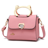 Andrya  Cross Body Shoulder Bag with Metal Top Handle; Pink, Red & Black