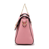Andrya  Cross Body Shoulder Bag with Metal Top Handle; Pink, Red & Black