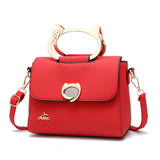 Andrya  Cross Body Shoulder Bag with Metal Top Handle; Pink, Red & Black
