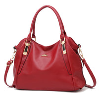 Andrya Soft Leather Cross Body Shoulder bag with Top Handle; Red, Blue.