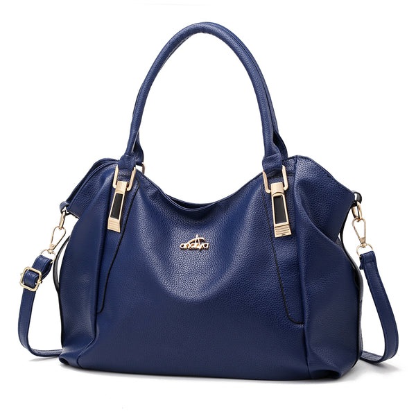 Andrya Soft Leather Cross Body Shoulder bag with Top Handle; Red, Blue.