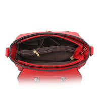 Andrya  Cross Body Shoulder Bag with Metal Top Handle; Pink, Red & Black
