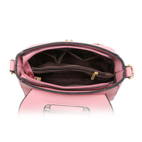 Andrya  Cross Body Shoulder Bag with Metal Top Handle; Pink, Red & Black